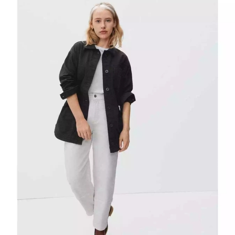 Everlane Cinchable Chore Jacket Cotton Canvas Black Sz Small MINIMALIST …
